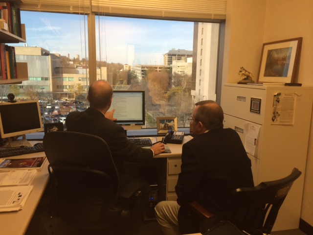 Dr. Timothy Olson, principle investigator of SCAD DNA research, explains to Bob the process and procedures being used in genetic research to find answers to questions about SCAD.